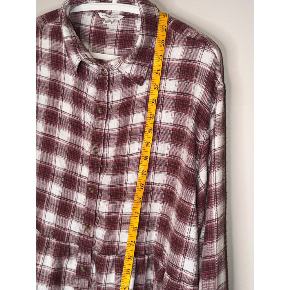 American Eagle Plaid Babydoll Tunic Flannel Top Boho Western - Picture 3 of 7